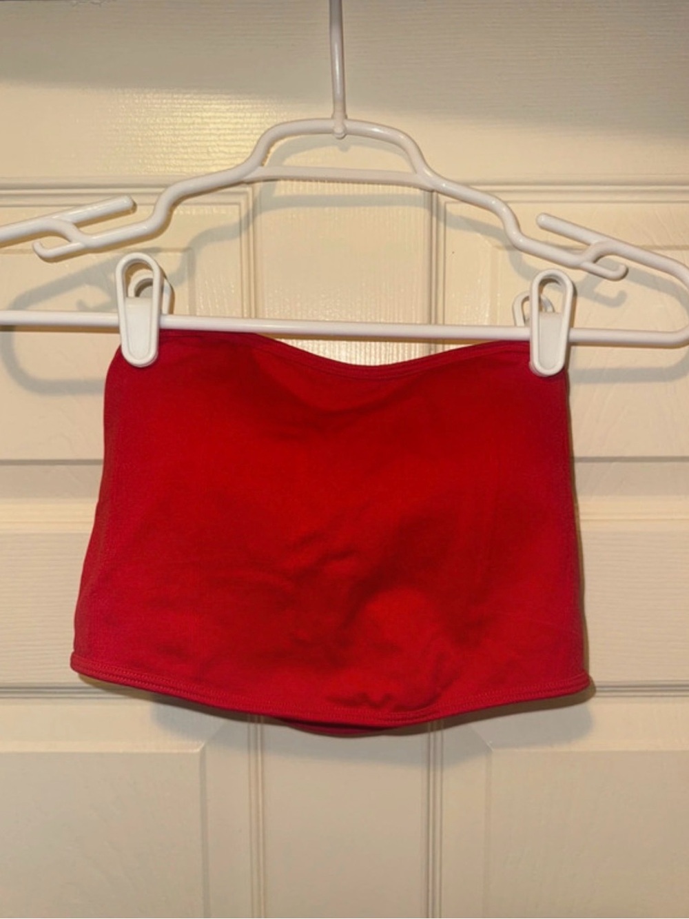 Red Strapless Tube Crop Top - Classic Minimal Fit